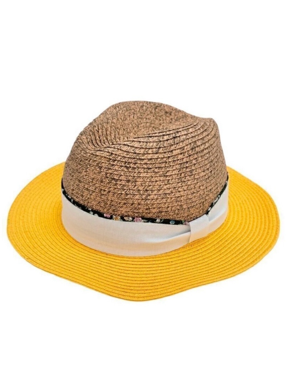 NWT Magid Hats Straw Panama Hat Khaki Yellow White Fedora Summer Hat Beach